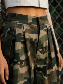 Zerodot Women Green Camouflage Denim Jorts Casual Daily - Army Green - View 7