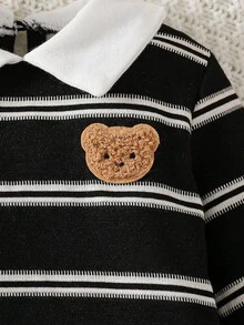 SHEIN Playful Pals 新生兒男嬰秋季長袖領口針織簡約純色長褲與長袖上衣2件套 - 彩色 - 查看 5