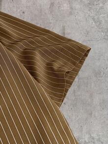 AXEPEAK Men's Summer Casual Striped Shirt And Long Pants Set - Brown - View 12