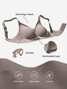 LUVLETTE Plus Earth Tone 無線全罩式無痕側撐休閒內衣 Bralette 運動運動內衣 不顯內衣痕 基礎款 SizeFreedom Bra - 棕色 - 查看 2