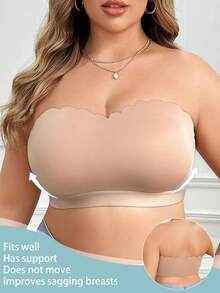 SHEIN Top tipo bralette sin aro con cierre lateral para mujer de talla grande - Albaricoque - Ver 5