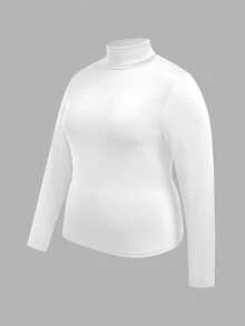 SHEIN SXY 三件組 T-shirt 套裝：黑色、白色與灰色高彈性針織高領長袖修身 T-shirt，基本款，多件裝，居家穿著 - 彩色 - 查看 3