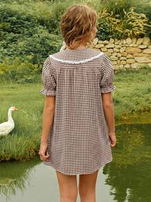 WESTFADE Women's Mini Peter-Pan Collar Puff Sleeve Ruffle Dress - Multicolor - View 4