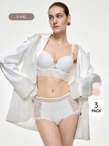 Bralution Women's Lace Ruffle Casual Everyday Triangle Panties 3pcs/Pack - Multicolor - View 2