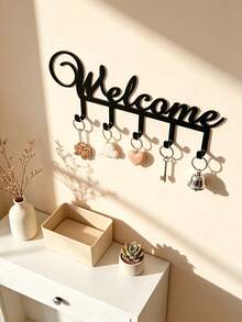 Metal Key Hook Wall Hanger With Keychain, Wall Mounted Key Holder Rack With Screws, Modern Design Durable Entryway Organizer, Space Saving Key Rack For Car Keys House Keys, Jewelry Small Accessories Storage Hook, Kitchen Bedroom Wall Decor - Black - View 5