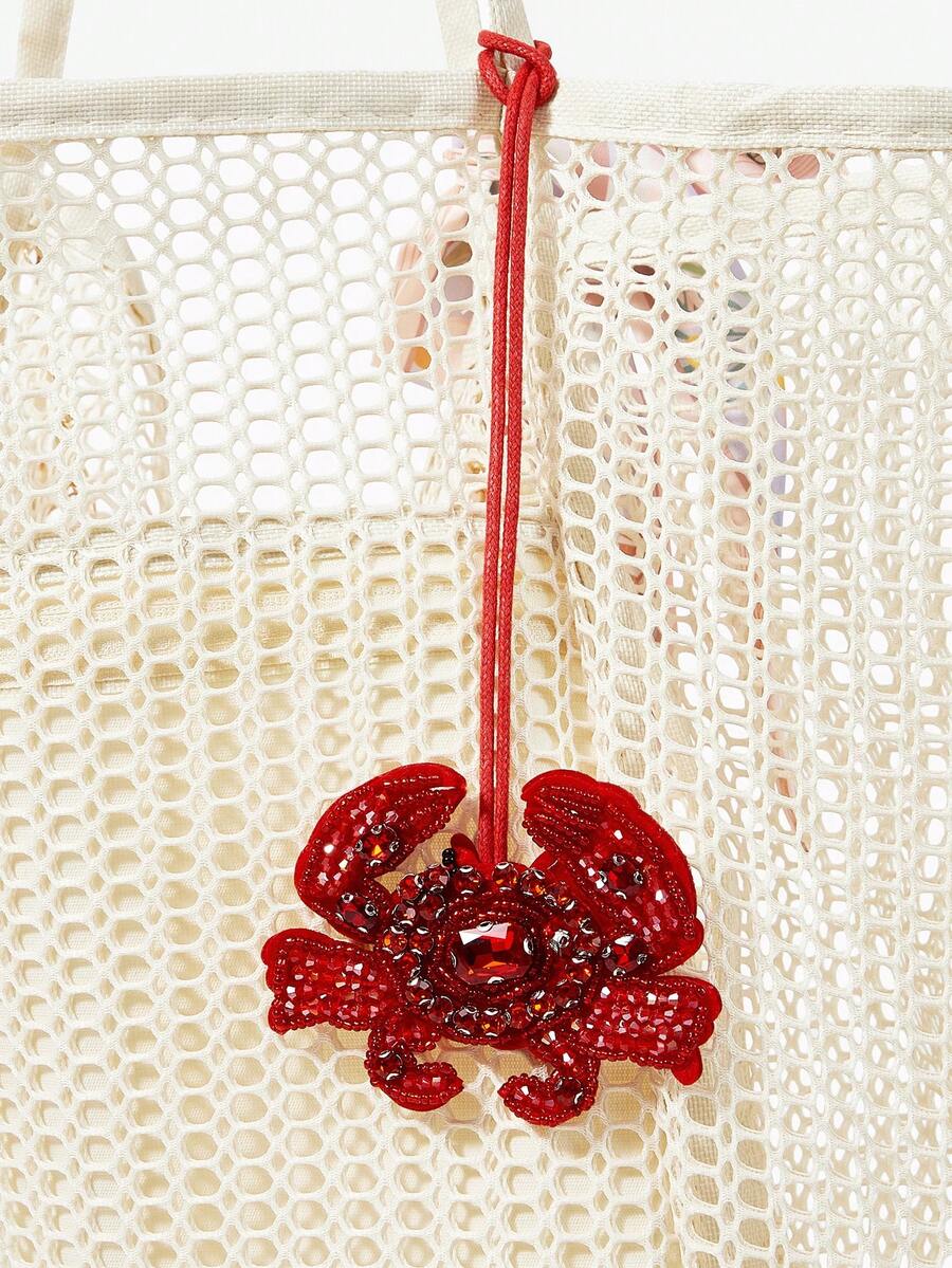 Viva Strut 1 Stylish Faux  Crab Beaded Bag Accessory Buckle, Suitable For Decorative Handbags, Messenger Bags, Backpacks, Etc - Red Crab - View 1