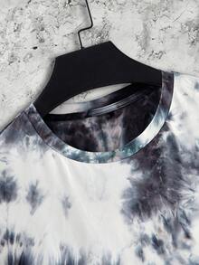Mainfolk Men Tie Dye Cartoon Face Print Short Sleeve Tee, For Going Out, For Friends, Vacation, Father's Day Gifts, Football - Multicolor - View 5