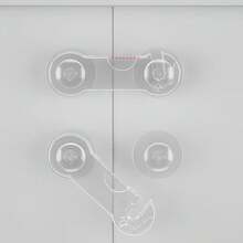 10sets Short Transparent Cabinet Door Locks, No-Drill Transparent Suction Cup Cabinet Door Fixing Clips, Reusable Wardrobe Drawer Anti-Opening Limiters, Invisible Fixing Clips For Home Cabinets, Home Use - Multicolor - View 5