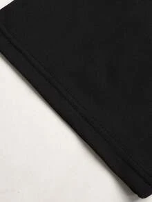 SHEIN Teen Girls Dresses Autumn New Black Knitted Asymmetrical Shoulder Bell Sleeve Ruched Waist Short Dress - Black - View 7