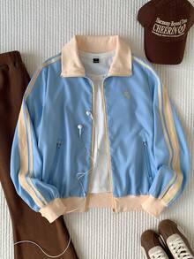 Comfortcana Women's Colorblock Patchwork Regular Jacket - Blue - View 7