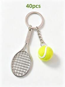 10/20/30/40/50-Pcs Mini Metal Racket Keychain Charms, Badminton & Tennis Racket Miniatures, Club Souvenir Gifts, Simulation Racket Toys - Multicolor - View 12