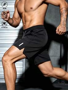 GymBeat Manfinity KASUA Men Drawstring Waist Slant Pocket Swim Trunks, Holiday, Gym - Black - View 3