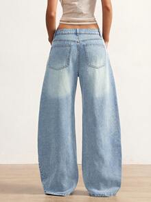 Bohemela Celana Jeans Denim Kasual Wanita dengan Kancing Depan - Light Wash - View 7