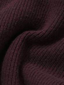 Dazy Plus Brown Casual Asymmetric Placket Lace-Up Design Fun Commute Autumn/Winter Pullover Sweater - Brown - View 3