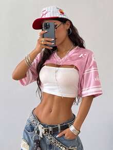 Coolane Women's Digital Pattern Casual Daily Long Sleeve Top - Baby Pink - View 5