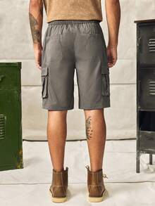Norleigh Men's Loose Fit Drawstring Waist Flip Pocket Cargo Shorts - Dark Grey - View 2