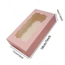 40pcs Disposable Paper Cookie Boxes With Clear Window - Square Packaging Boxes For Macarons And Donuts, Suitable For Parties, Birthdays And Festive Gatherings - Sturdy And Food Containers For Candy, Chocolate, Pastries, Party Favors, - Pink - View 3
