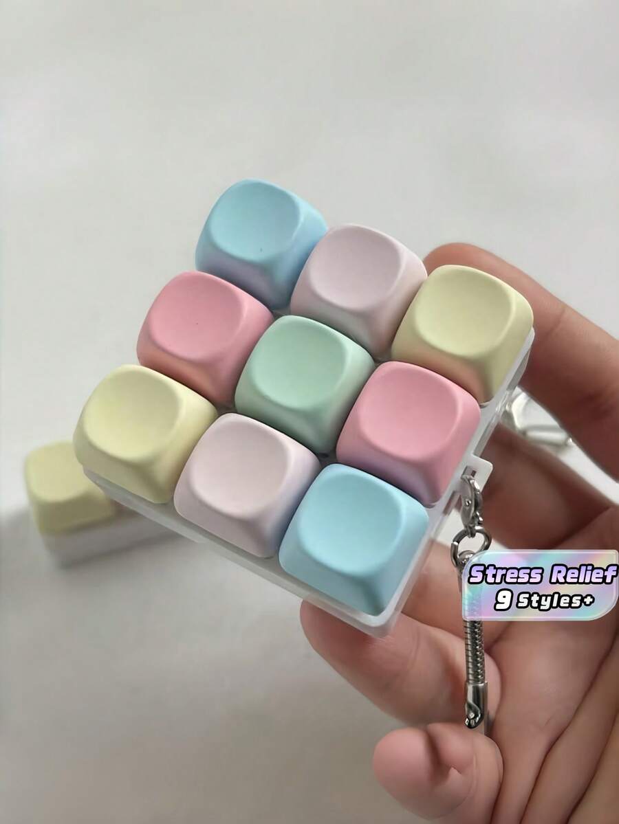 1 Buah Mainan Pereda Stres Keyboard 9-in-1, Gantungan Kunci Fidget Clicker dengan Tombol Tekan, Mainan Jari Sensorik Pereda Kecemasan untuk Kantor, Sekolah, Rumah, Gadget Dekompresi Portabel dalam Warna Macaron Morandi, Hadiah yang Bagus - MultiWarna - View 1