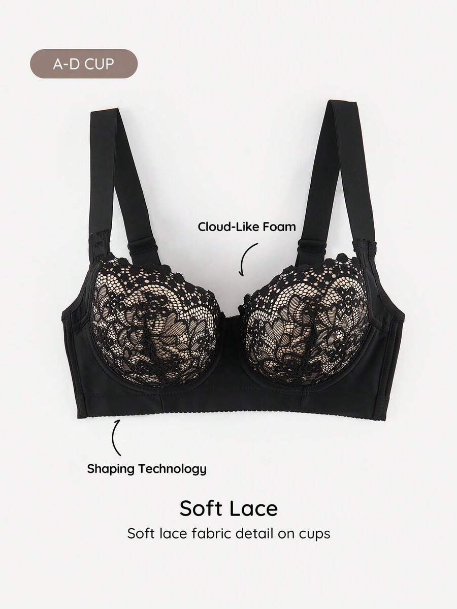 Bralution 1pc Women's Soft & Comfortable Adjustable Strap Supportive Underwire Bra - Multicolor - View 1