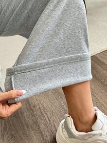 SHEIN Maternity Casual Versatile Sweatpants With Pockets And Drawstring Waist For Daily Wear - Grey - View 4