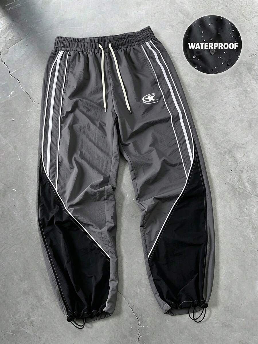 Sport MetroGents 男士拼色拼接運動長褲 - 深灰色 - 查看 1