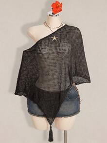 SHEIN ICON 夏季女款黑白豹紋性感節日派對夜店海灘婚禮外出鉤編純色 - 深灰色 - 查看 8