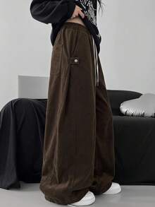 DAZY Women's Ultra Loose Exaggerated Leg Opening Side Seam Design Jeans - Coffee Brown - View 2
