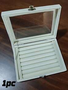 Caja de almacenamiento de anillos de terciopelo con tapa transparente, bandeja organizadora de exhibición de anillos, estuche de almacenamiento de joyas para anillos, pequeño soporte de joyas para exhibición en el hogar y la tienda - Multicolor - Ver 9