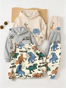 Young Boy Casual Minimalist Pattern Hooded Long Sleeve Sweatshirt Suitable For Autumn/Winter Vacation Matching Set Graphic Cute Comfortable Squishy - Multicolor - View 3