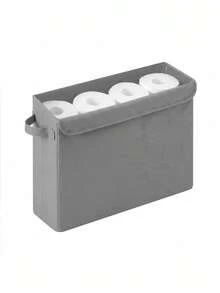 Toilet Paper Storage Basket With Lid For Bathroom, Slim Tissue Holder Bin With Clear PVC Cover & Handle, Holds 12 Standard Rolls Or 9 Mega Rolls - Multicolor - View 6