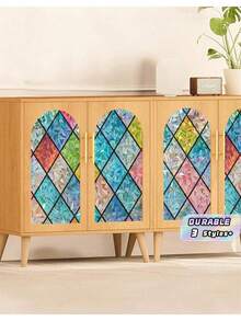 1ROLL 3D RAINBOW COLORFUL GRID STATIC CLING PRIVACY WINDOW FILM GLASS DOOR STICKER SUN BLOCKING HEAT INSULATION HOME OFFICE BATHROOM LIVING ROOM DECOR BIRTHDAY GRADUATION GIFT - Multicolor - View 2