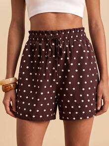 Travachic Plus Size Vintage Traditional Retro Polka Dot Pattern Casual Shorts Suitable For All Seasons Formal Vacation Dark Purple Summer - Multicolor - View 4