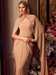 MOTF Soiréza ELEGANT WOMEN'S GRACEFUL STRAPLESS BACKLESS GOWN FOR FORMAL PARTIES, ANNIVERSARY CELEBRATIONS - Khaki - View 8