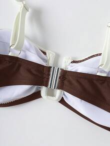 Travachic Conjunto de traje de baño con bloques de color y patchwork para mujer - Marrón - Ver 7