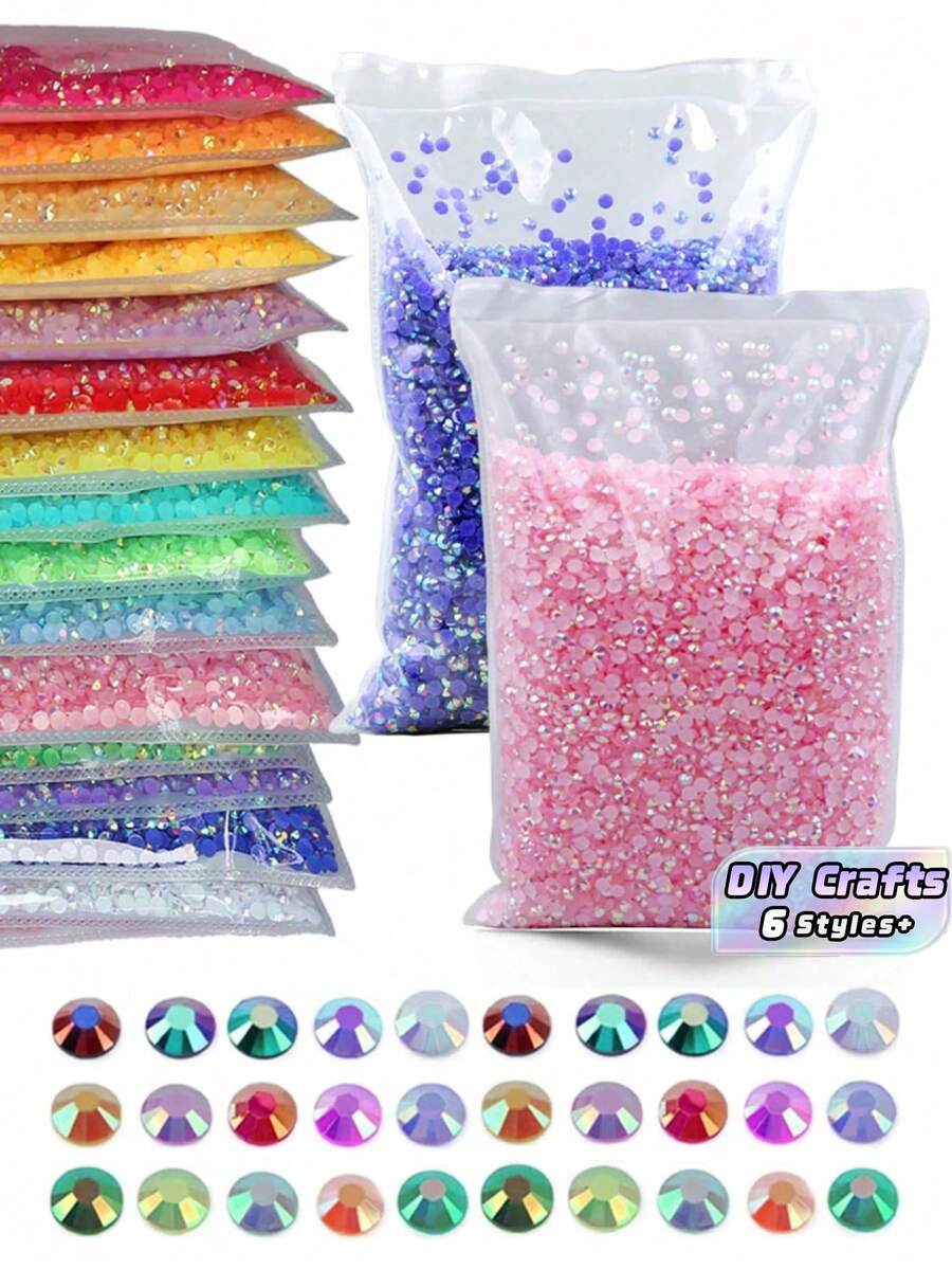 YONGNING 10000pcs Mixed Size 5mm AB Effect Resin Flatback Rhinestones Kit, Multicolor Faceted Crystals For Nail Art, Garment DIY Decoration, Phone Case, Shoes, Card Making, Home Craft Supplies - 5mm 10000pcs - View 1