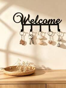 Metal Key Hook Wall Hanger With Keychain, Wall Mounted Key Holder Rack With Screws, Modern Design Durable Entryway Organizer, Space Saving Key Rack For Car Keys House Keys, Jewelry Small Accessories Storage Hook, Kitchen Bedroom Wall Decor - Black - View 6