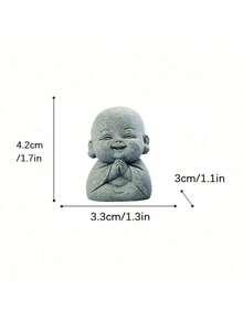 1 Piece Handmade Resin Zen Smiling Buddha Statue Abstract Miniature Figurine For Indoor Garden Bonsai Home Office Desktop Calm Meditation Decor - 1 Piece - View 3