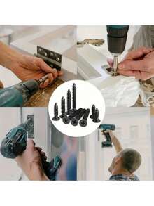 560PCS Assorted Sizes Black Self Tapping Screws Set Steel Wood Repair Electronics Assembly With Portable Storage Case Home Improvement DIY Handyman Gift Men Dad Father Day Christmas Housewarming Must Haves - Black - View 4