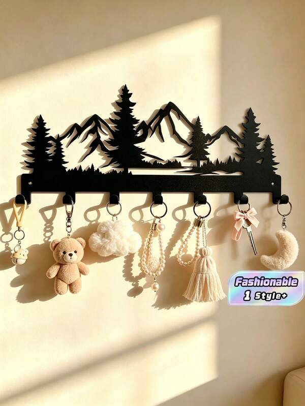 Charming Metal Forest Key Hook, Wall Mounted Key Holder Rack, Easy Install Entryway Organizer, Rustic Mountain Tree Wall Decor, Durable Metal Coat Hanger For Hats Towels Wallets, Modern Farmhouse Style Key Rack, Bathroom Bedroom Storage Accessories