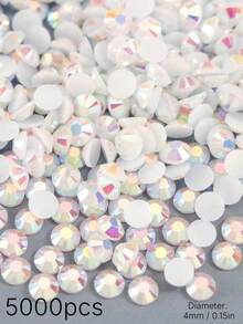 5000Pcs Bright Jelly AB Resin Rhinestones, Flat Back Multicolor Gems Bulk Pack, DIY Handmade Craft Supplies For Phone Case Cup Bottle Hat Fan Decoration - 4mm - View 32