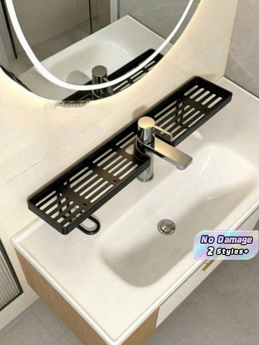 1 Buah Rak Keran Tanpa Bor untuk Kamar Mandi, Dapur, Wastafel, Cermin, Meja Rias Asrama - MultiWarna - View 1