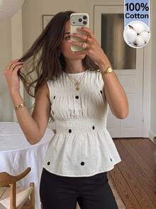 Serisse Women's Solid Color Pleated Casual Versatile Everyday Outing Shirt - Apricot - View 5