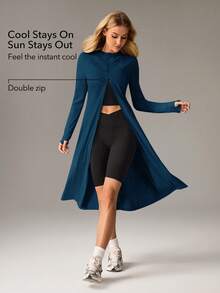 OutZeal Women Sun-Proof Jacket Daily Casual Long Length Extended Brim With Mask Outdoor Top - Navy Blue - View 3