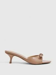 CUCCOO SZL 5.5CM 小貓跟金屬扣女款高跟涼鞋，杏色，適合通勤、派對、約會、外出，時尚款 - 杏色 - 查看 2