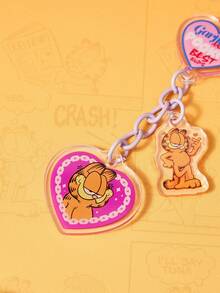 GARFIELD | SHEIN 1個紫色卡通愛心鑰匙圈 包包吊飾 耳機包吊飾 - 彩色 - 查看 4