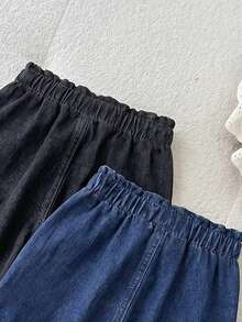 SHEIN LMoss Kids Young Girl 2件組粉色與白色牛仔寬鬆長褲女童款 - 彩色 - 查看 4