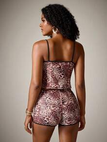 DreamPoppy Leopard Print Camisole Women's Pajama Set - Multicolor - View 2
