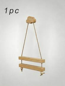 1pc Toilet Paper Holder Wall Mount - No Drilling Wooden Tissue Holder For Bathroom, Adjustable Rope Toilet Roll Holder With Cloud Hook - Multicolor - View 9
