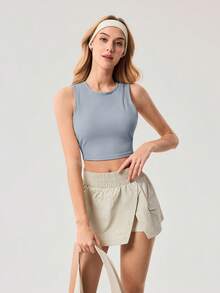 OutZeal Mesh Patchwork Multi-Pocket Design Sports Bra - Blue - View 9