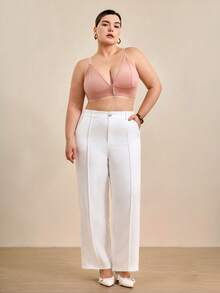 Hourtrue Plus Size Comfortable Wireless Front-Closure Bra - Apricot - View 5